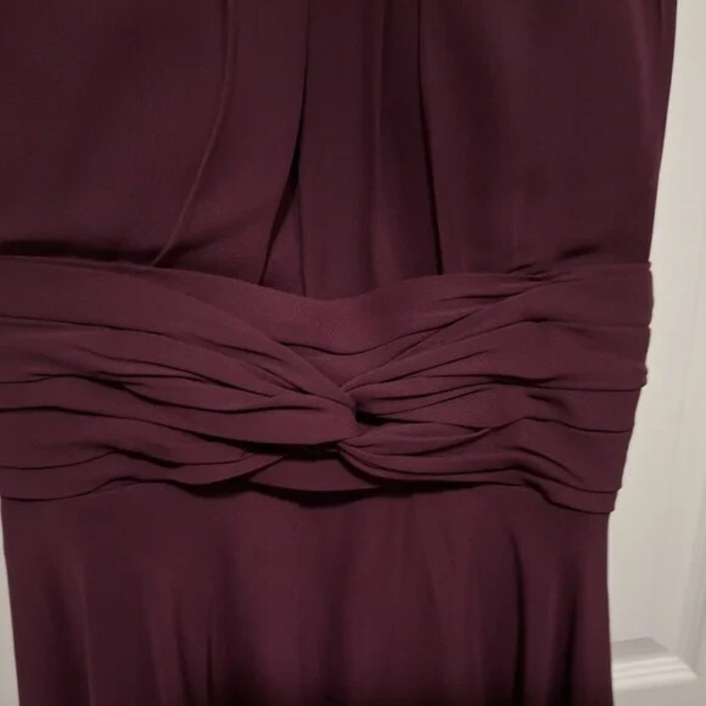 3/$15 XS Burgundy Halter Neck Party Dress Sleeveless High Low Formal Gown - Picture 3 of 6